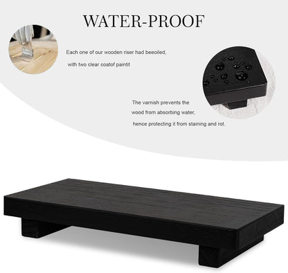 zoocatia Small Wood Tray Pedestal Stand Farmhouse Bathroom Decor Decorative Wooden Riser Kitchen Soap Dish Holder for Vanity, Counter, Sink, Brown