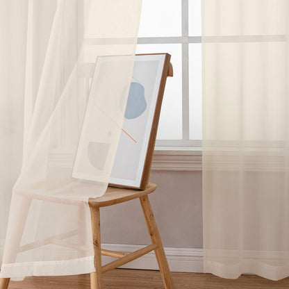 Chyhomenyc Sheer White Valances for Windows 2 Pack, Small Window Curtains for Living Room Bathroom Cafe Laundry Basement, Modern Top Dual Rod Pocket Voile Curtain, 42W x 14L inches, White - Colors A