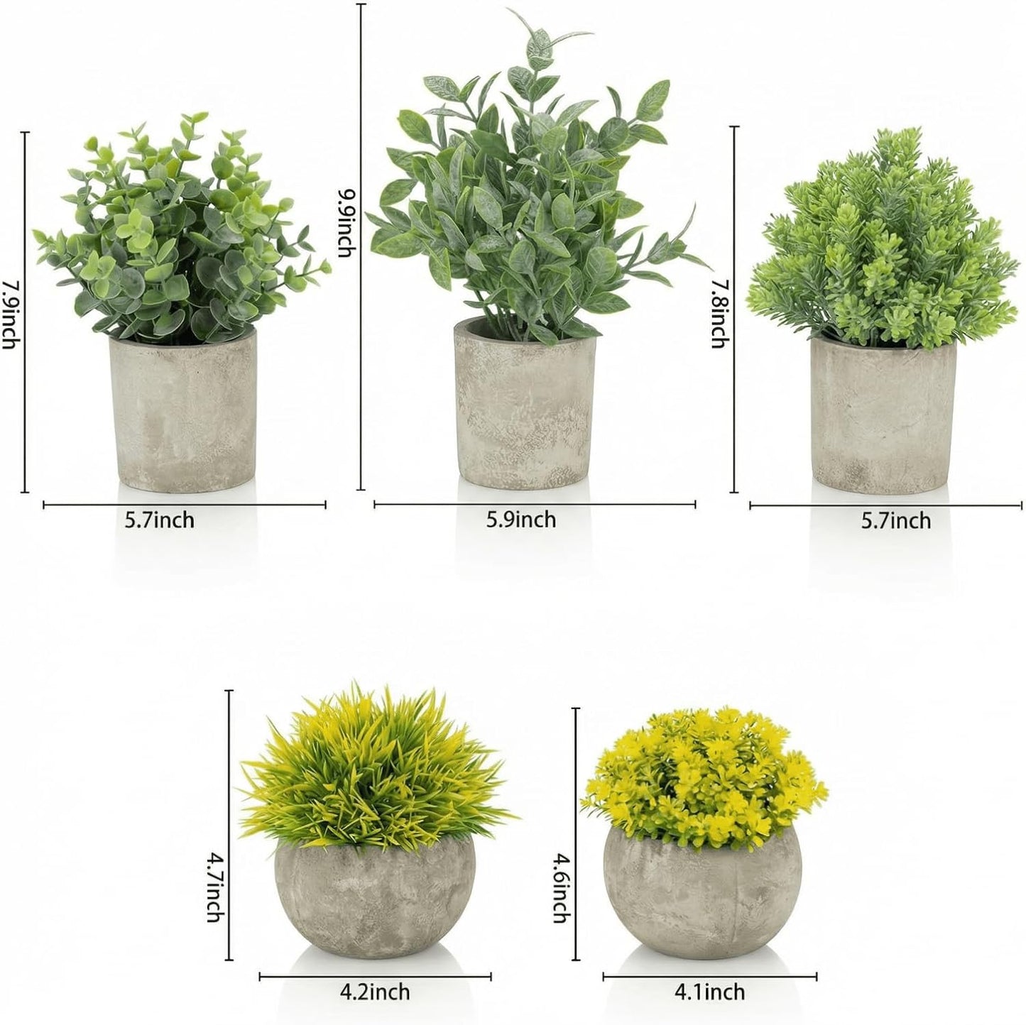 3 Pack Mini Potted Fake Plants Artificial Eucalyptus & Greenery Topiaries with 6 Butterflies,Artificial Plants for Shelf Desk Home Bathroom Farmhouse Room Coffee Table Decor