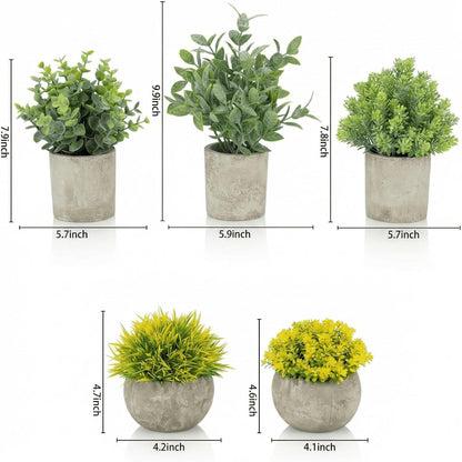 3 Pack Mini Potted Fake Plants Artificial Eucalyptus & Greenery Topiaries with 6 Butterflies,Artificial Plants for Shelf Desk Home Bathroom Farmhouse Room Coffee Table Decor