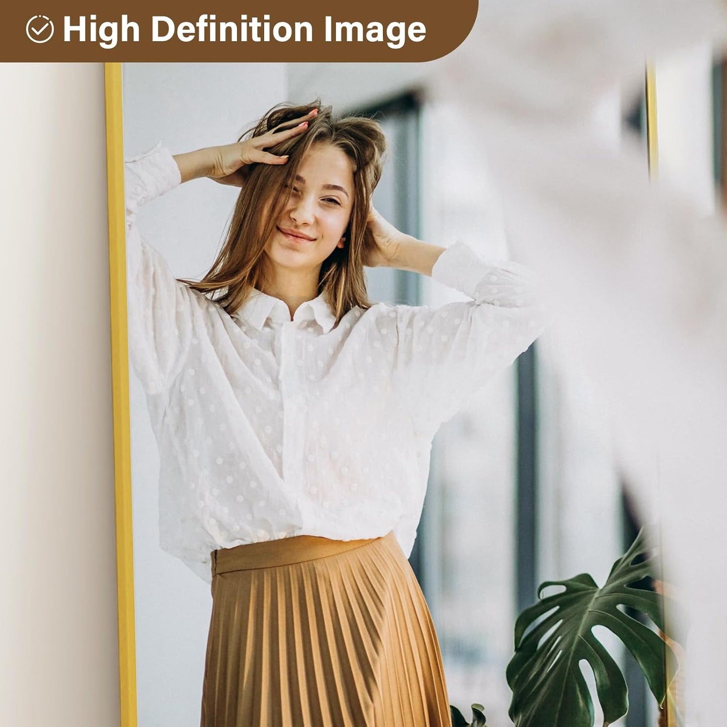 XRAMFY 56"x21" Arched Full Length Mirror Floor Mirrors with Aluminum Alloy Frame Free-Standing Wall Mounted Floor Mirrors or Large Dressing Mirror, Black Mirror Full Length