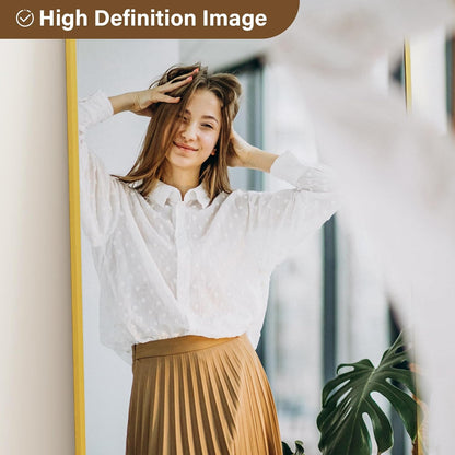 XRAMFY 56"x21" Arched Full Length Mirror Floor Mirrors with Aluminum Alloy Frame Free-Standing Wall Mounted Floor Mirrors or Large Dressing Mirror, Black Mirror Full Length
