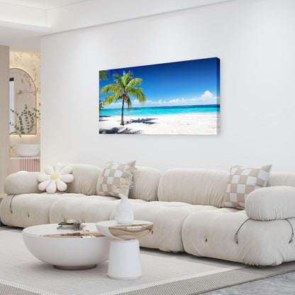 Baisuart S02250 Canvas Prints Wall Art Beach Sunset Ocean Waves Nature Pictures Stretched Canvas Wooden Framed for living Room Bedroom and Office