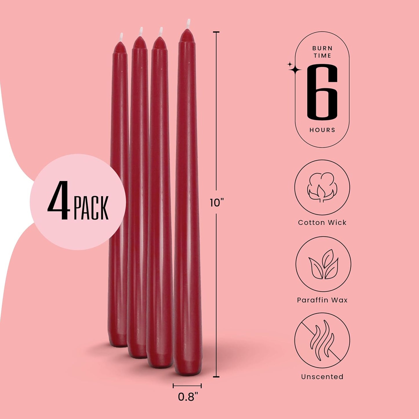Leor & Lair Ivory Taper Candles - 4 Pack 10" Ivory Candlesticks - Unscented Cream Candle Sticks for Home Decoration, Holiday Tables, Weddings, Restaurants & Business Events