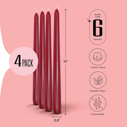 Leor & Lair Ivory Taper Candles - 4 Pack 10" Ivory Candlesticks - Unscented Cream Candle Sticks for Home Decoration, Holiday Tables, Weddings, Restaurants & Business Events