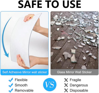 12'' Round Wall Mirror Tiles High Clear Reflecticon Self Adhesive Acrylic Mirror Sheets Circle Stickers for Bathroom, Bedroom, Door, Home Decor