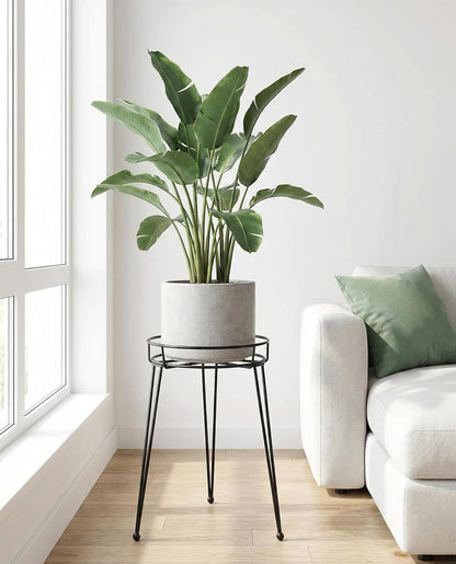 Midcentury Modern Metal Potted Plant Stand 18.7 inches Tall Flower Pot Holder Large Rustproof Iron Garden Container Heavy Duty Rack for Planter,Black (18.7 inches Tall Black)