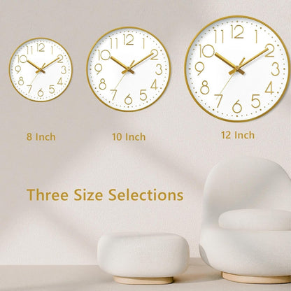DAXSMY Wall Clock - 8 Inch Silent Non-Ticking Modern 3D Wall Clocks Battery Operated - Decorative Clock for Kitchen, Home Office, Bathroom, Bedroom(Rose Gold)