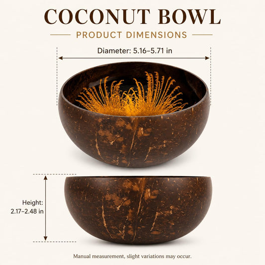ChezMax Natural Coconut Bowl with Mother of Pearl Inlays - Key Bowl & Fruit Snack Holder (Blue-Gold)