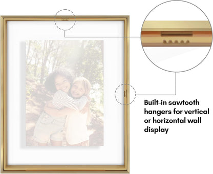Americanflat Aluminum 11x14 Floating Picture Frame with Shatter-Resistant Glass - Use as 8x10 Picture Frame or Display 11x14 Photo - Signature Float Collection - Photo Frames for Wall Display - Black