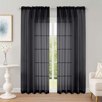 OWENIE Sheer Curtains 84 inches Long 2 Panels Set for Living Room/Bedroom, Rod Pocket Voile Sheer Panel Drapes, White, 2pcs, Each 42" W x 84" L - Colors B