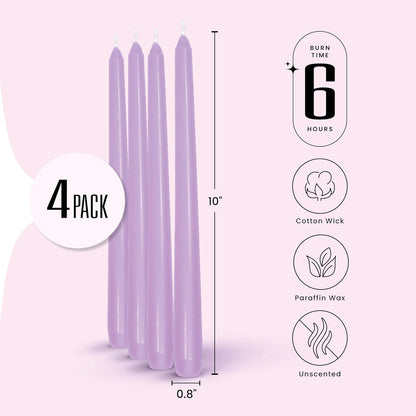 Leor & Lair Ivory Taper Candles - 4 Pack 10" Ivory Candlesticks - Unscented Cream Candle Sticks for Home Decoration, Holiday Tables, Weddings, Restaurants & Business Events