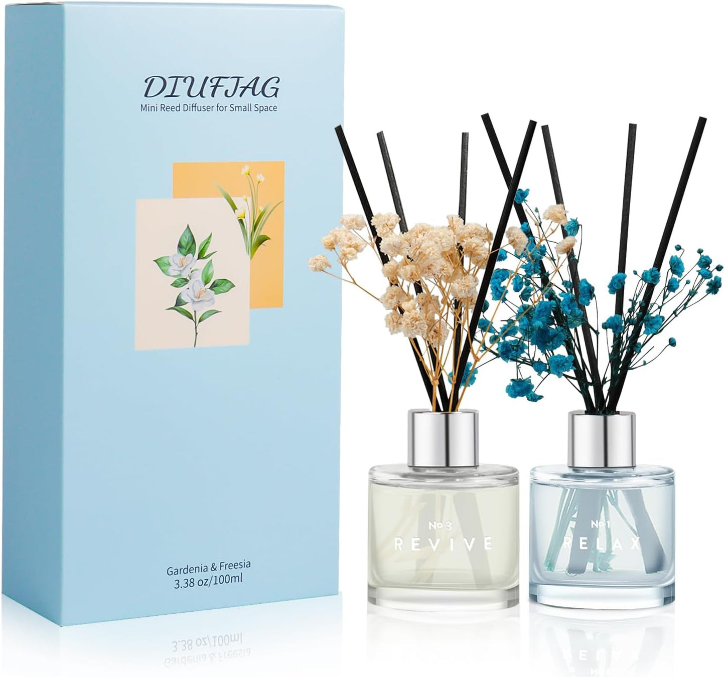 3 Pack Fragrance Reed Diffuser, 50ML Lavender Jasmine Lemongrass Aromatherapy Diffuser Set with 12 Black Fiber Sticks,Air Freshener for Bedroom Bathroom Office, 8.2X 6.6X 2.1 inch