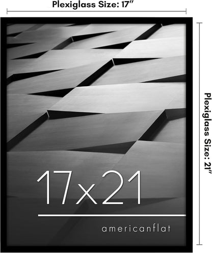 Americanflat 24x36 Poster Frame with Polished Plexiglass - Streamline Collection - Thin Border Picture Frame for Wall Display - Hanging Hardware Included - Black - Colors C