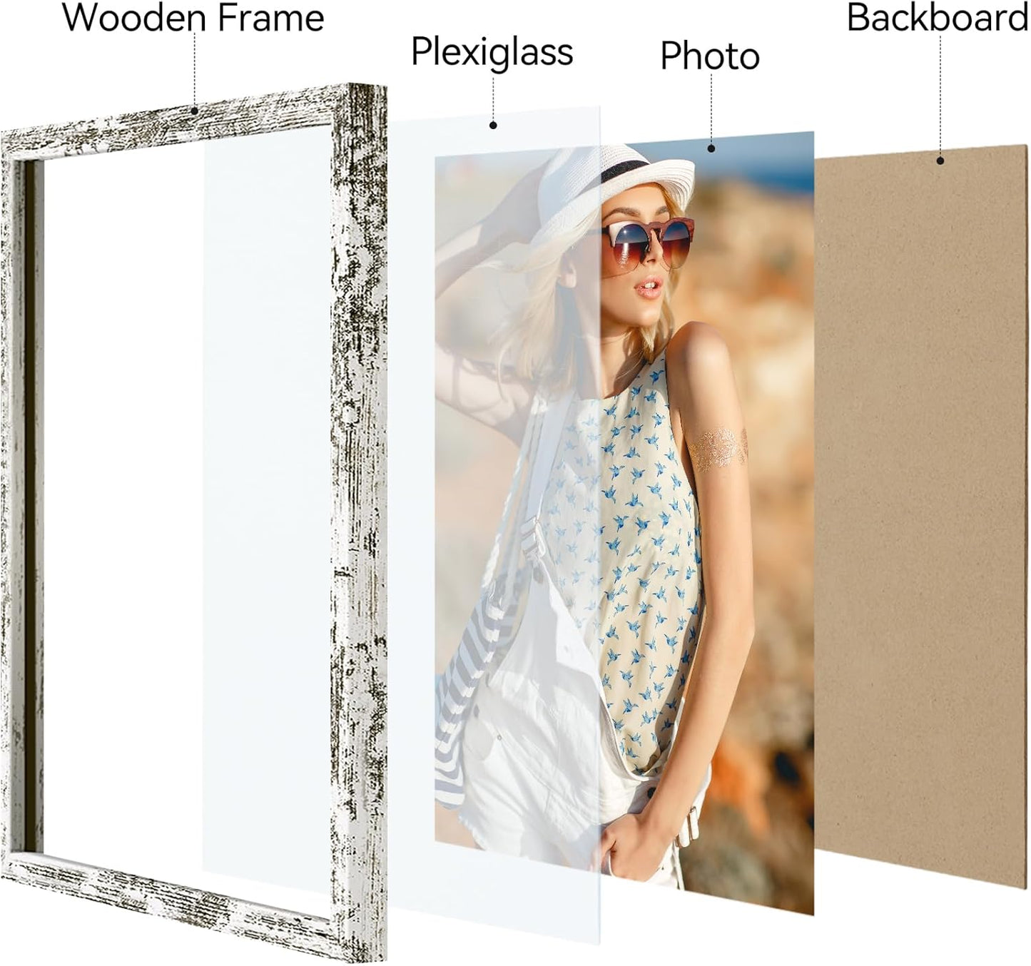 Vittanly 11x14 Picture Frame, Display Pictures 8x10 with Mat or 11x14 without Mat, Photo Frame for Wall Mounting, Black, 1 Pack - Colors B
