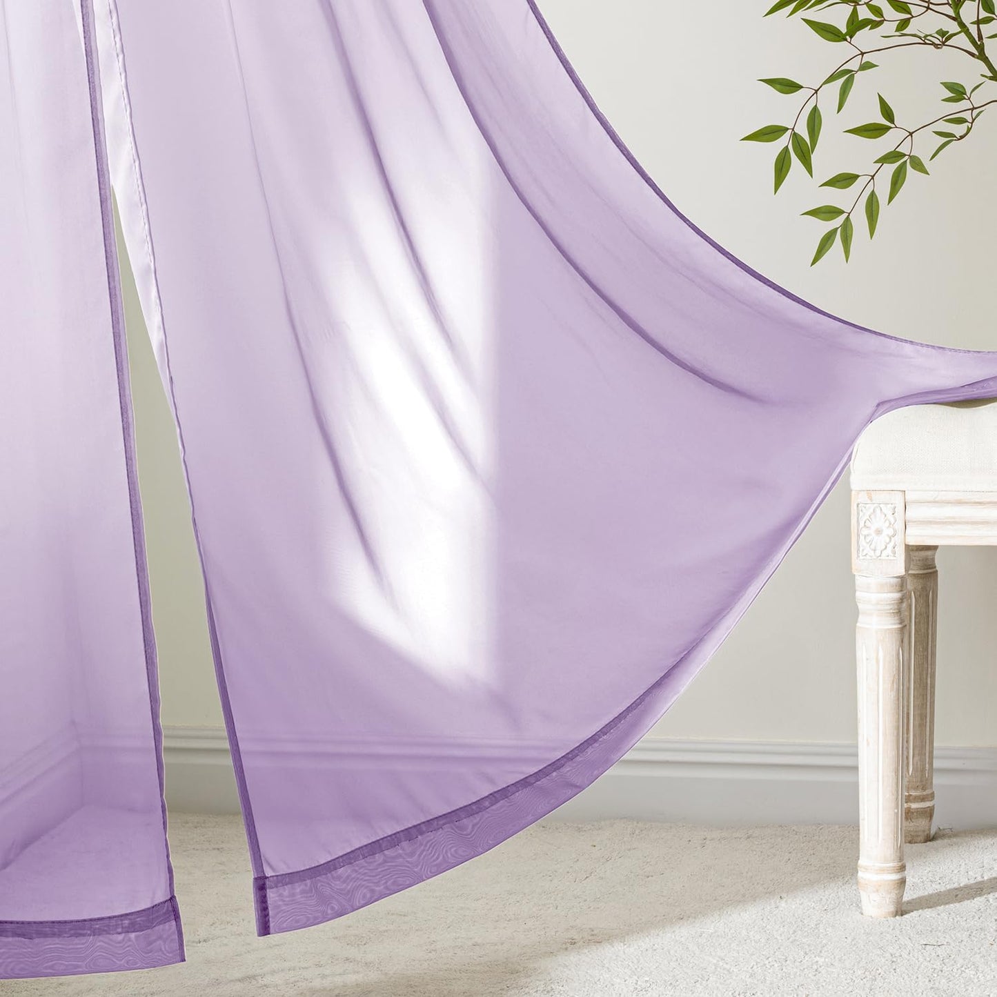 MIULEE White Sheer Curtains 84 Inches Long, 4 Panels Set, Light Filtering Rod Pocket Voile Drapes for Living Room and Bedroom, Airy Soft Fabric Window Treatments, 42 x 84 Inches