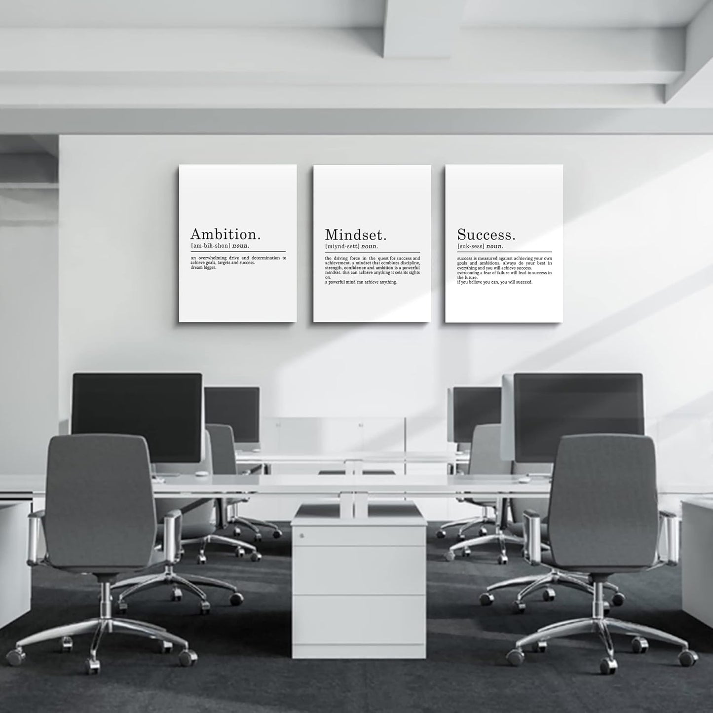 Inspirational Canvas Painting Wall Art -EPHANY ART,Mindset Quotes Prints, Success Framed Entrepreneur Poster Positive Quotes Wall Poster for Home Office Workplace (M-3pcs,12x16inchx3pcs)