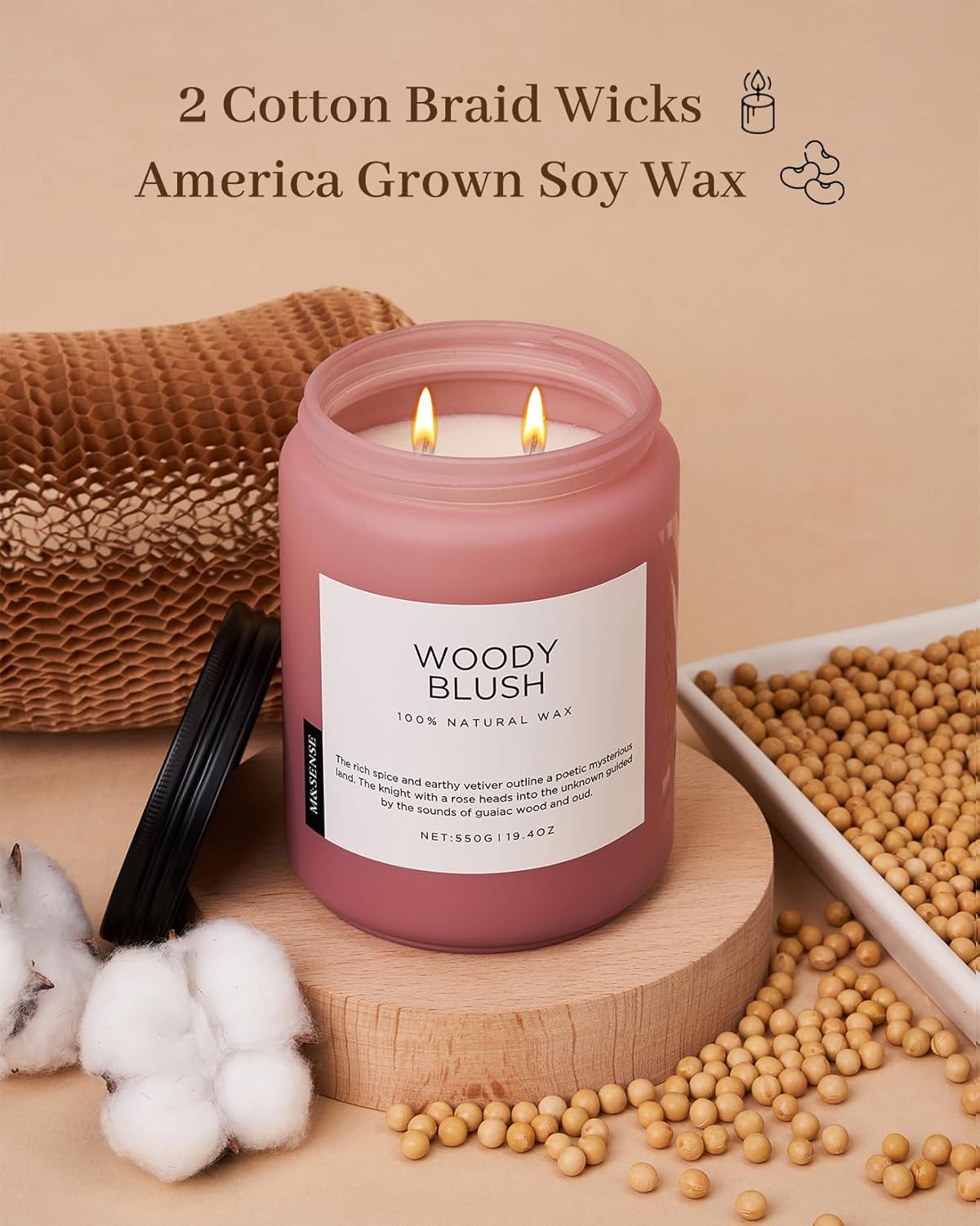 M&SENSE Eucalyptus & Mint Scented Jar Candle, Large 19.4oz Natural Soy Wax, 110-Hour Long Lasting Non-Toxic Clean Burning, Fresh Smelling Home Aromatherapy for Spa Stress Relief, Gifts for Men Women