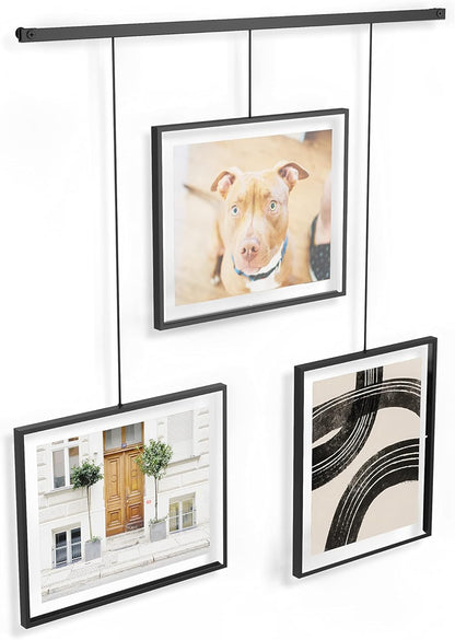 Umbra Exhibit Picture Frame Gallery Set, Adjustable Wall Collage Displays Nine Photos (Four 5x7" and Five 8x10"), Set of 9, Black
