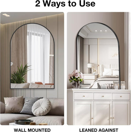Brightify Arched Mirror, Arched Wall Mirror, 24 x 32 Inch Silver Arch Mirror, Metal Frame Silver Bathroom Mirror, Arched Top Bathroom Vanity Mirror for Living Room Bedroom Mantel Entryway Hallways