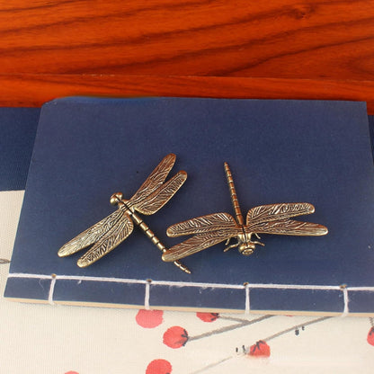 Dragonfly Sculpture - Handmade Metal Dragonfly Figurine with Wings for Study & Office