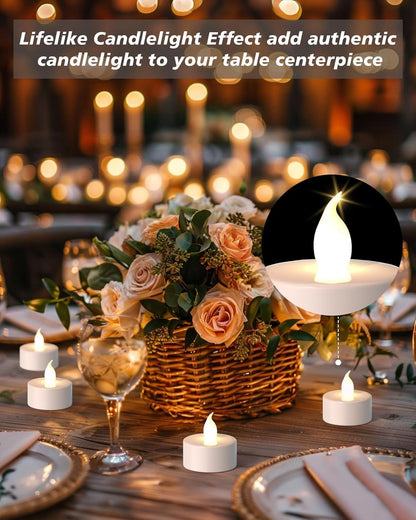 PUNPUBA LED Tea Lights Candles- 24Pack Flameless Candles Realistic and Bright Flickering Long Lasting 200Hours for Holiday Celebration,Party, Home Decoration WarmWhite,Battery Operated