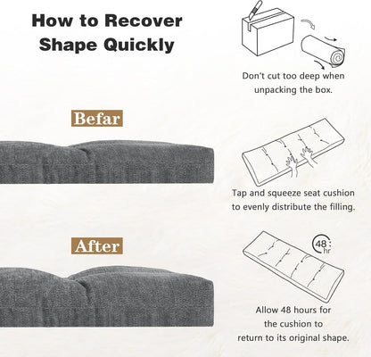 baibu 36 Inch Memory Foam Bench Cushion, Dual-Layer Patent Design Non-Slip Indoor Bench Cushion with Ties, 36x15x3Inch, Beige