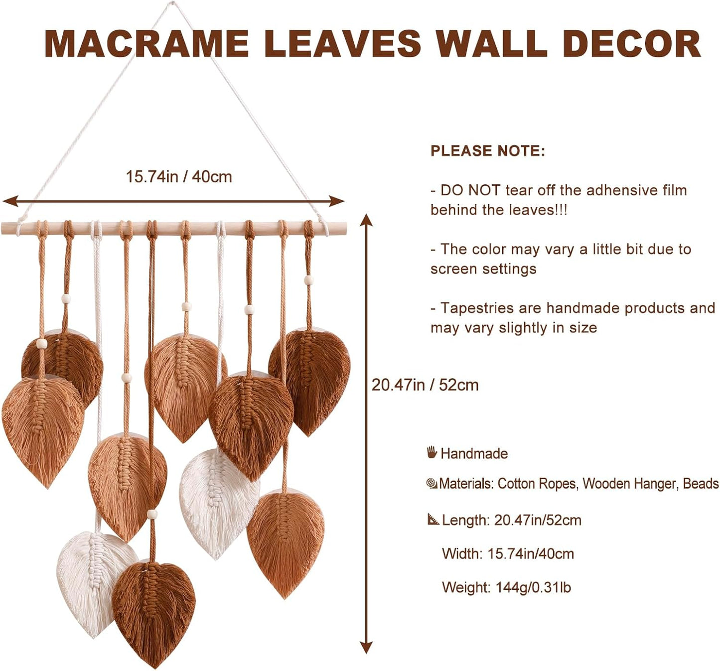 Artilady Macrame Wall Hanging -Handmade Sage Green Leaf Wall Tapestry,Boho Decorations for Bedroom Living Room Bathroom,Earthy Room Decor,Wedding Birthday for Women Girls