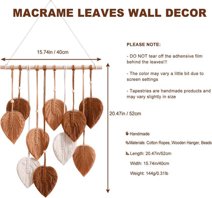 Artilady Macrame Wall Hanging -Handmade Sage Green Leaf Wall Tapestry,Boho Decorations for Bedroom Living Room Bathroom,Earthy Room Decor,Wedding Birthday for Women Girls