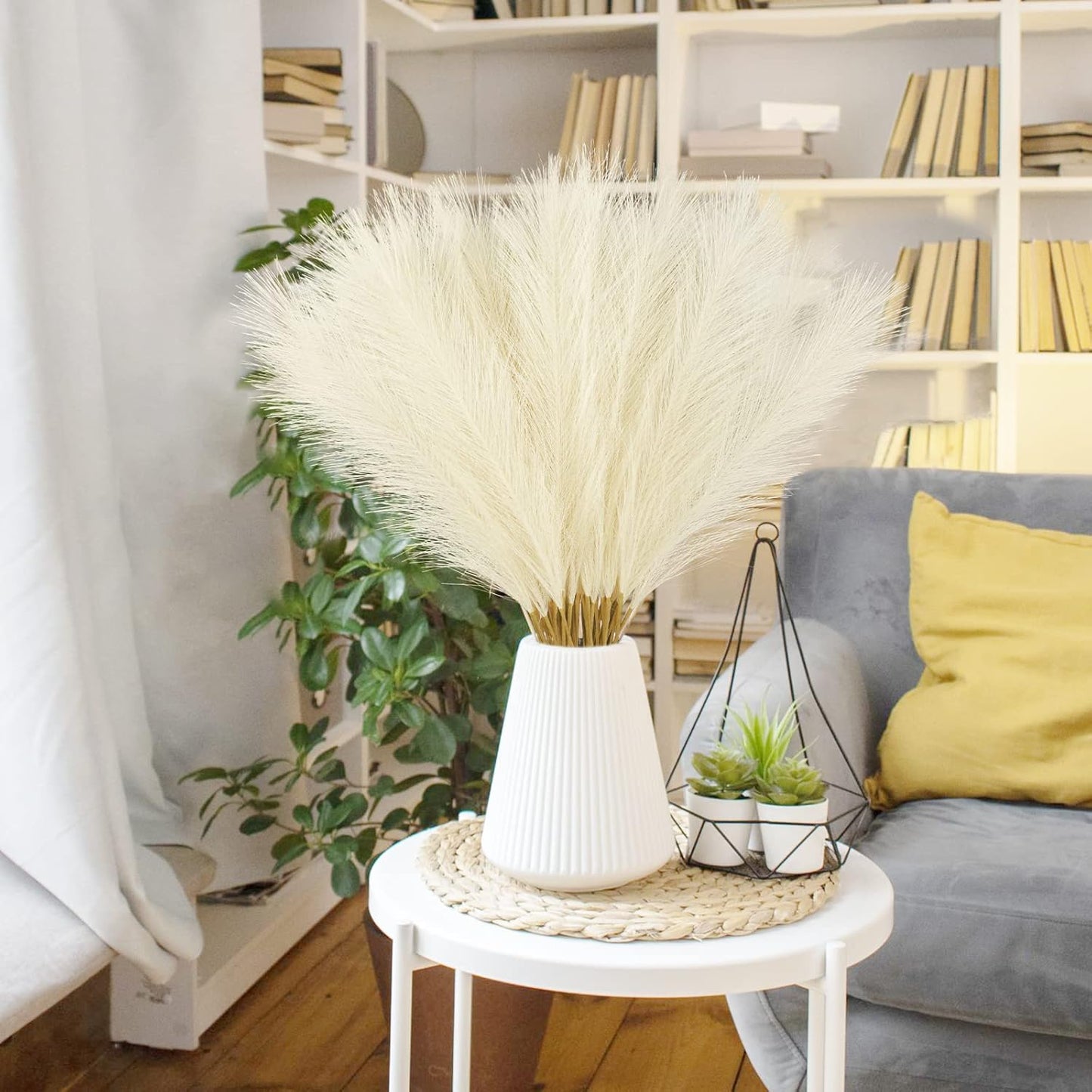 obbsie 50pcs Pink Faux Pampas Grass Decor, 21.6" Short Artificial Floral Branches Vase Filler Flower Arrangement for Home Wedding Boho Outdoor Decor
