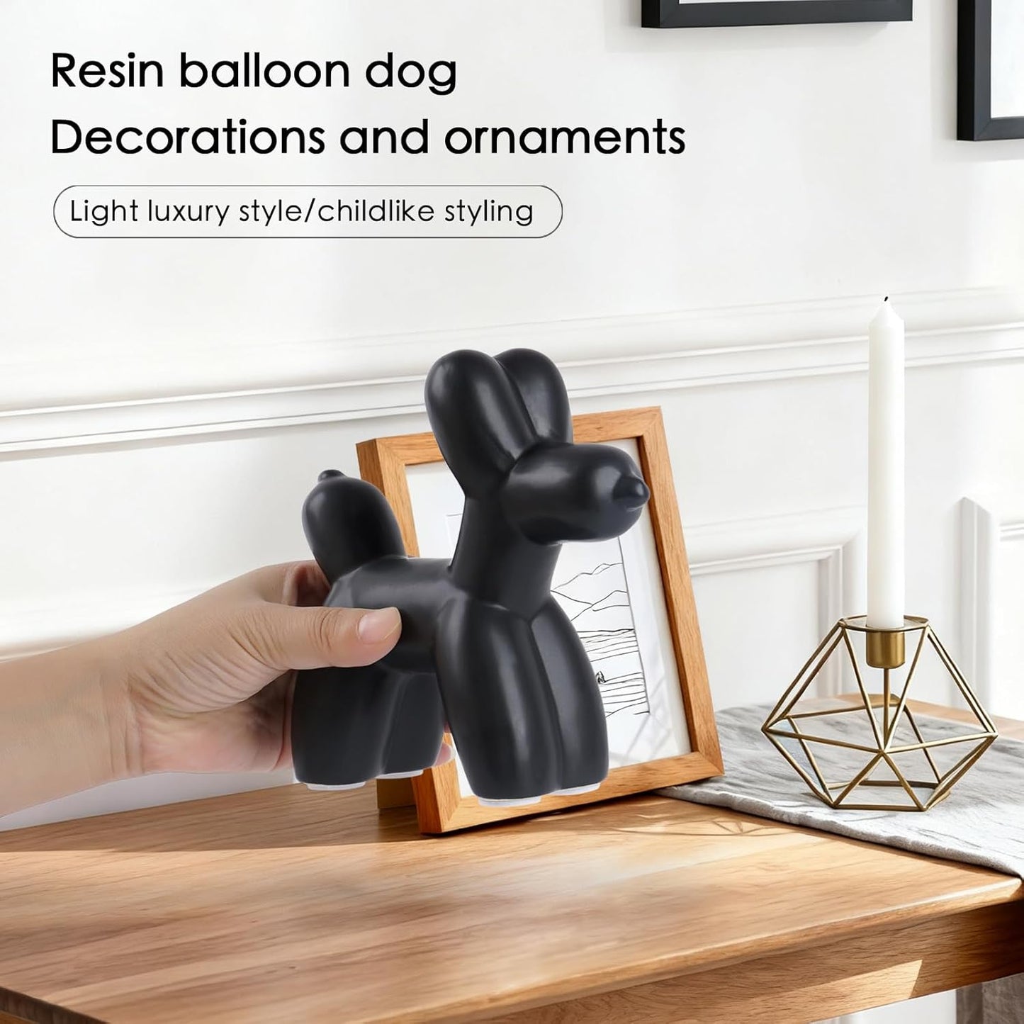 Notakia Cute Ceramics Balloon Dog Statue Crafts Gold Living Room Desktop Decorations,Handmade Modern Small Ceramic Animal Statue Ornament Gold Home Decor Accents