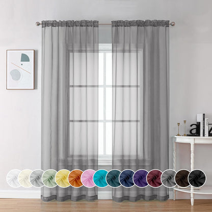 Chyhomenyc Sheer White Valances for Windows 2 Pack, Small Window Curtains for Living Room Bathroom Cafe Laundry Basement, Modern Top Dual Rod Pocket Voile Curtain, 42W x 14L inches, White - Colors C