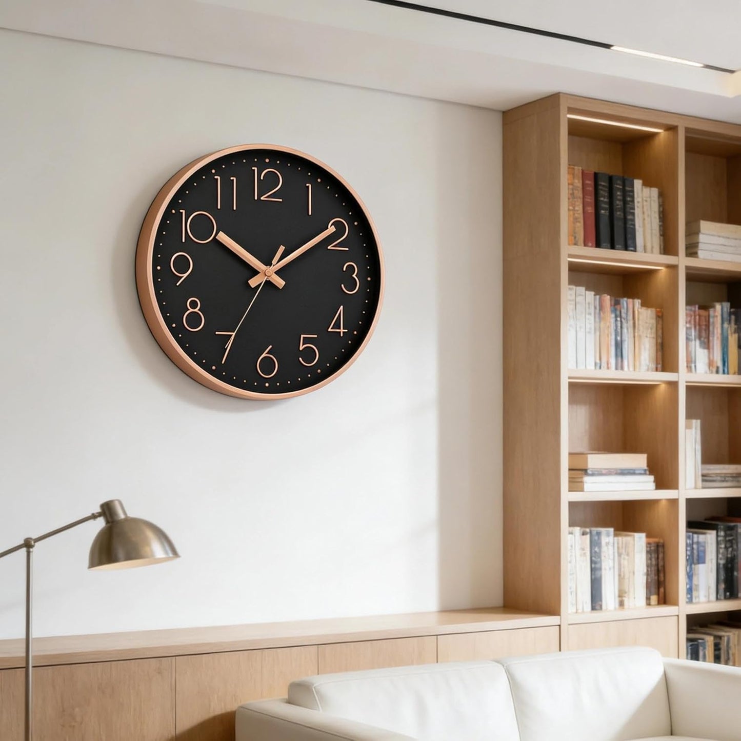 DAXSMY Wall Clock - 8 Inch Silent Non-Ticking Modern 3D Wall Clocks Battery Operated - Decorative Clock for Kitchen, Home Office, Bathroom, Bedroom(Rose Gold)
