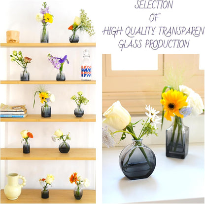 Bud Vases Set of 12, Clear Glass Bud Vase in Bulk, Small Vases for Centerpiece Mini Modern Flower Vase Transparent, Wedding Party Table Home Decor