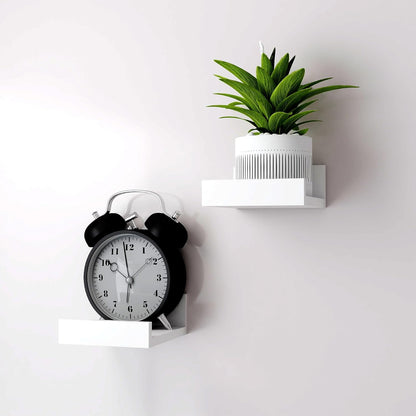 White Floating Shelves for Wall Decor, Wall Mounted Wood Storage Shelf for Bedroom, Living Room, Bathroom, Kitchen, Nursery, Display Picture Ledge Shelf with Lip Set of 2-14 Inches, White