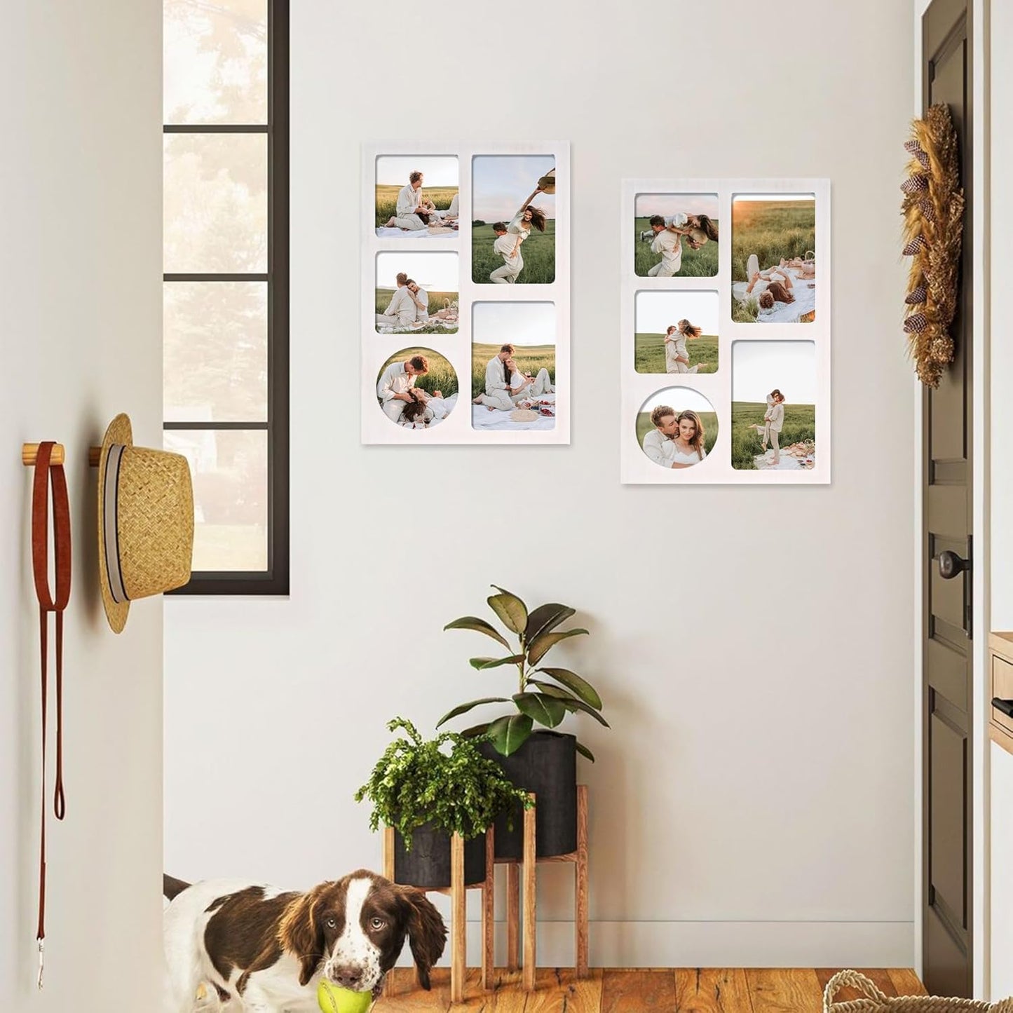 YESKAY 4x6 Picture Frame Collage for Wall Decor, Multiple Photo Collage Frames with Tempered Glass, 7-Opening for 4 x 6 Picture Frames, Rustic Brown, 1 Pack