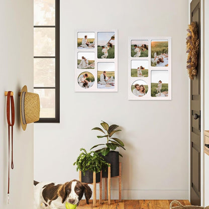 YESKAY 4x6 Picture Frame Collage for Wall Decor, Multiple Photo Collage Frames with Tempered Glass, 7-Opening for 4 x 6 Picture Frames, Rustic Brown, 1 Pack