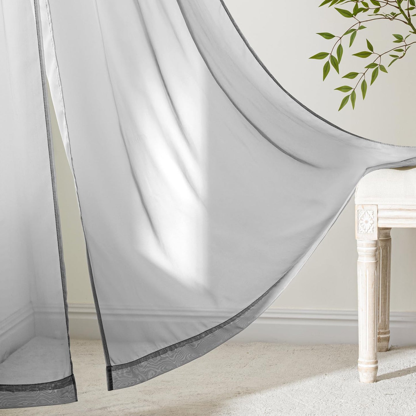 MIULEE White Sheer Curtains 84 Inches Long, 4 Panels Set, Light Filtering Rod Pocket Voile Drapes for Living Room and Bedroom, Airy Soft Fabric Window Treatments, 42 x 84 Inches