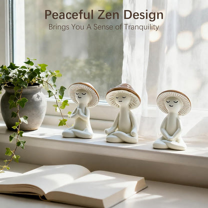 Meditation Mushroom Resin Statues – Cute Yoga Mushroom Figurines for Desk, Home, Office & Garden Decor – Zen Resin Sculptures for Living Room, Patio, Tabletop & Backyard (1 Pack, Mushroom)