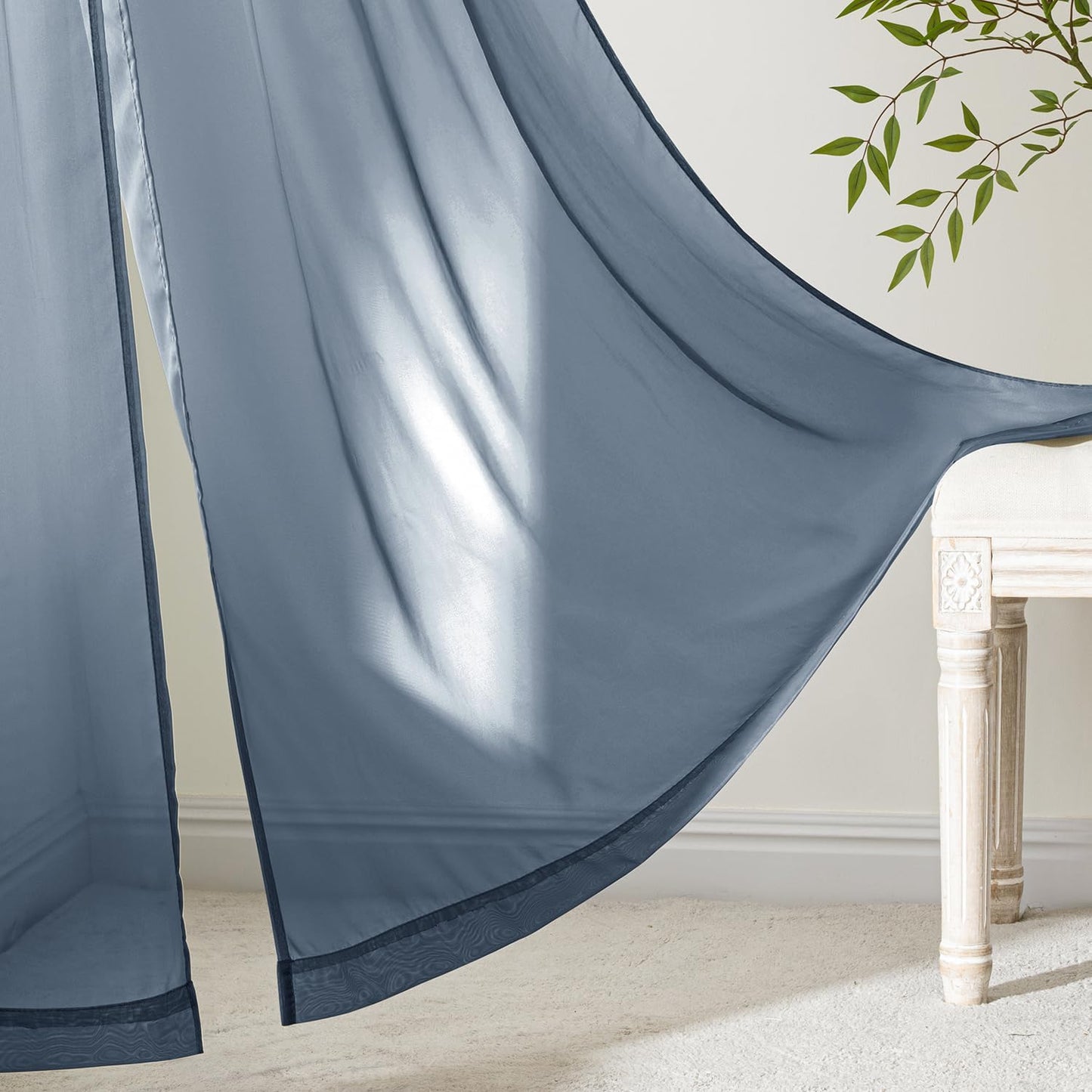 MIULEE White Sheer Curtains 84 Inches Long, 4 Panels Set, Light Filtering Rod Pocket Voile Drapes for Living Room and Bedroom, Airy Soft Fabric Window Treatments, 42 x 84 Inches