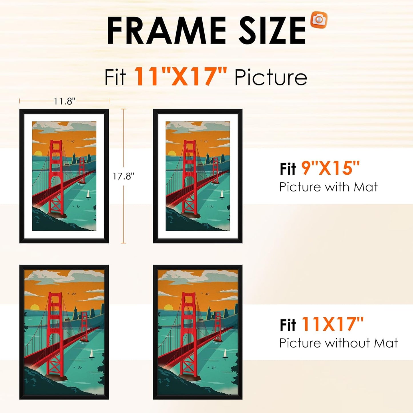 FIXSMITH 8x10 Picture Frame Set of 2, Photo Frame with HD Plexiglass, Display Pictures 5x7 with Mat or 8x10 Without Mat Multi Picture Frames Collage for Tabletop or Wall Display, Black