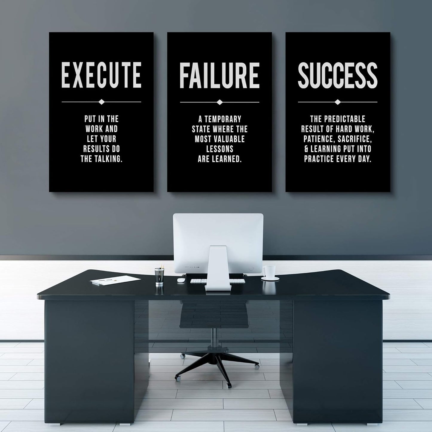 Inspirational Canvas Painting Wall Art -EPHANY ART,Mindset Quotes Prints, Success Framed Entrepreneur Poster Positive Quotes Wall Poster for Home Office Workplace (M-3pcs,12x16inchx3pcs)
