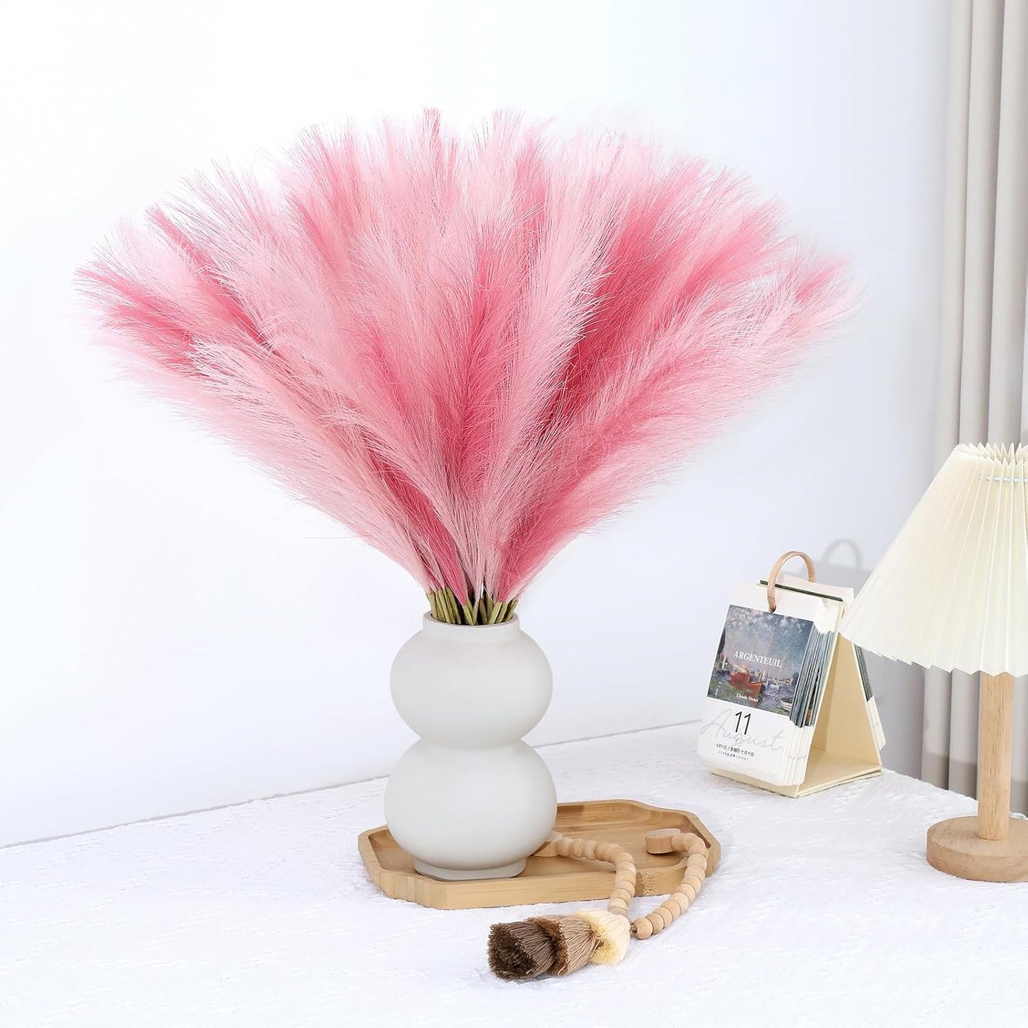Pampas Grass Decor 30 Pcs 21.7 Inch Faux Brown Pampas Grass Bulk Artificial Dried Flowers Small Vase Filler Pompas Grass.