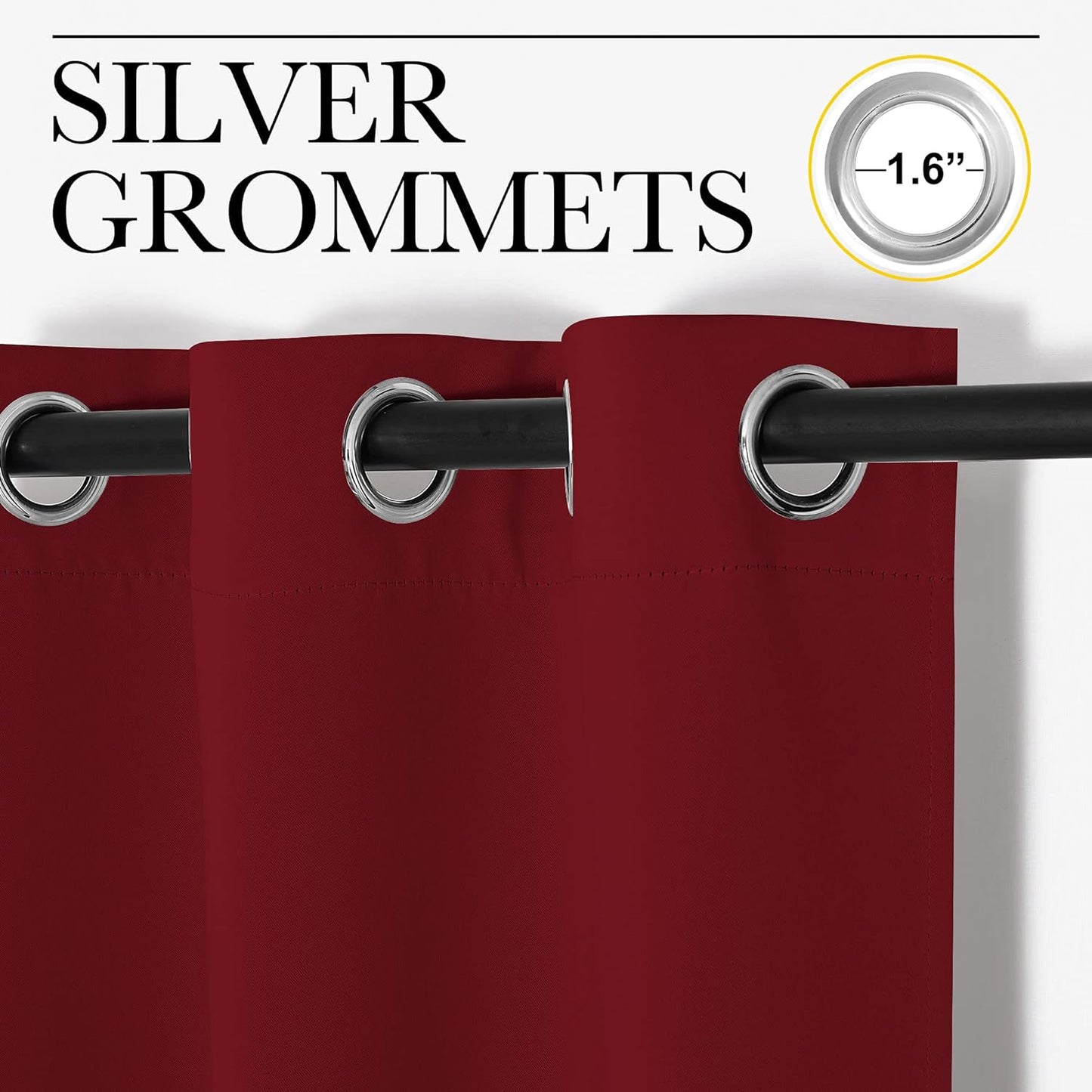NICETOWN Halloween Pitch Black Solid Thermal Insulated Grommet Blackout Curtains/Drapes for Bedroom Window (2 Panels, 42 inches Wide by 63 inches Long, Black) - Colors A