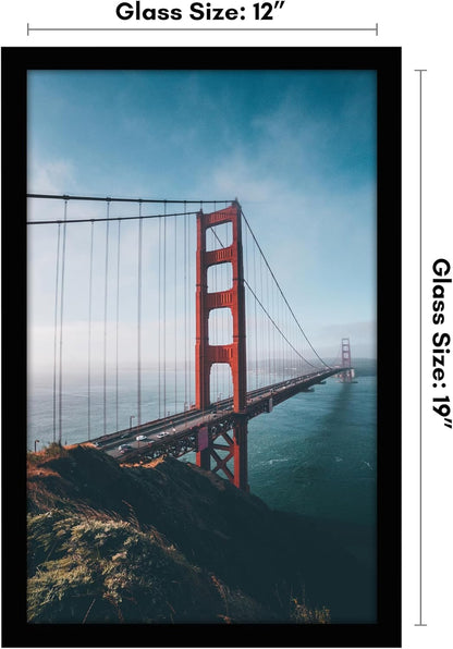 Americanflat 12x18 Poster Frame with Shatter-Resistant Glass - Signature Collection - Gallery-Style Frames Made of Engineered Wood - Photo Frame for Wall Display - Black - Colors A