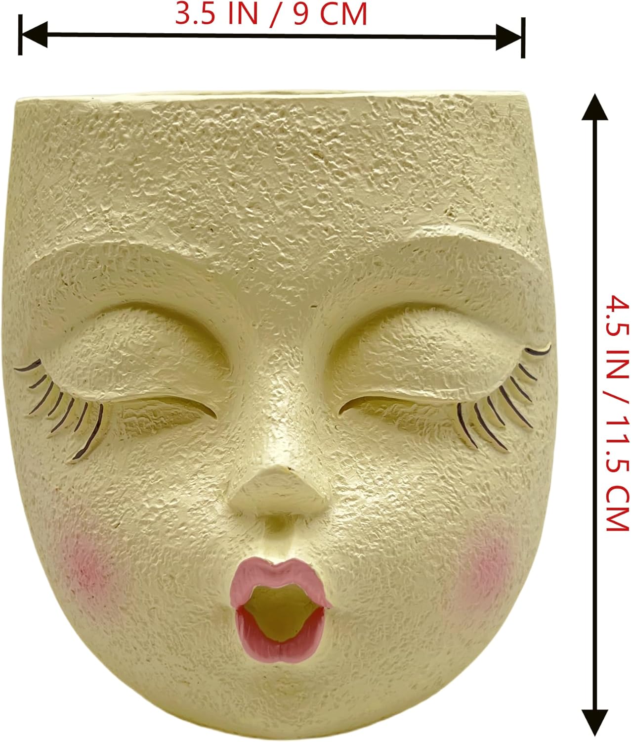 Handmade Face Flower Pots Standing Air Kiss Head Planter Pot for Trailing Plants Cute Succulent Planter Resin Planters Funny Face Planters with Anti-Friction Pads White 1Pack