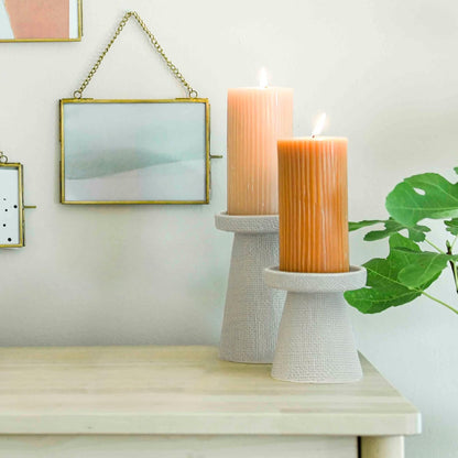 Main + Mesa Stoneware Pillar & Taper Candle Holders, Set of 2