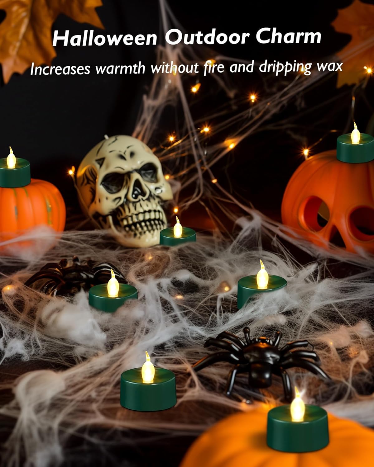 merrynights LED Candles, Tea Lights Candles Battery Operated Bulk, 50-Pack Long-Lasting 200 Hours Flameless Tealight Candles, Realistic Tea Lights for Christmas Halloween Wedding, 1.5'' D X 1.25'' H