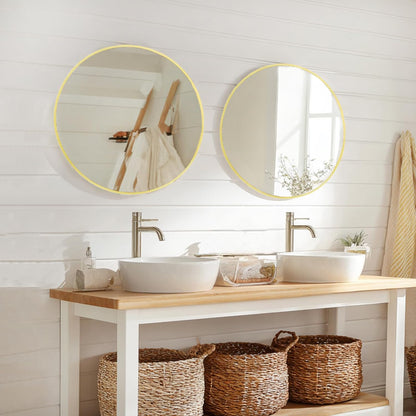 Sunniry Black Round Mirror, Round Mirror 24 inch, Black Circle Mirrors Matte Metal Frame, Wall Mounted Mirrors for Living Room, Bathroom, Wall, Entryway.