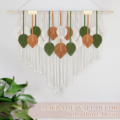 Lokeisna Macrame Wall Hanging, Woven Tapestry Beige & Dusty Rose Handmade Craft Macrame Wall Decor, Gallery & Nursery, Size 37.4” Lx27.5” W